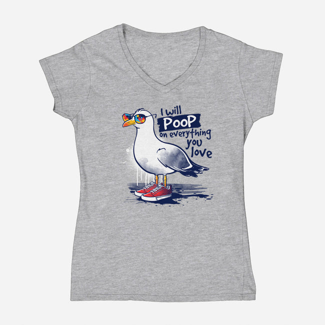 Seagull Poop-Womens-V-Neck-Tee-NemiMakeit