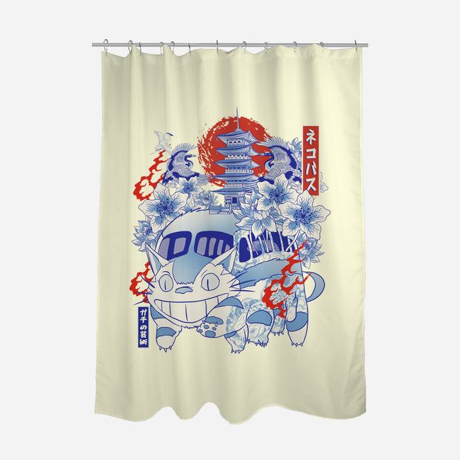 Porcelain Catbus-None-Polyester-Shower Curtain-gaci