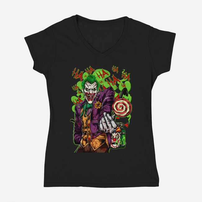 Clowning Time-Womens-V-Neck-Tee-Conjura Geek