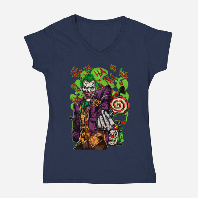 Clowning Time-Womens-V-Neck-Tee-Conjura Geek