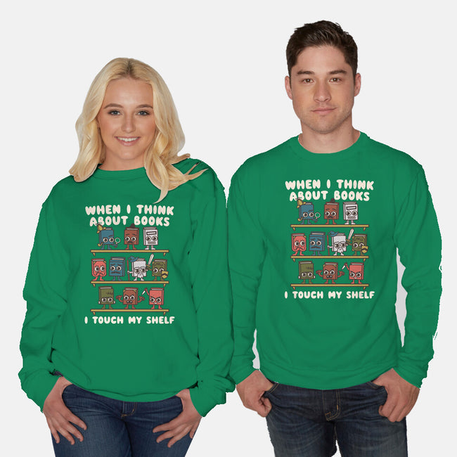 Think About Books-Unisex-Crew Neck-Sweatshirt-Weird & Punderful