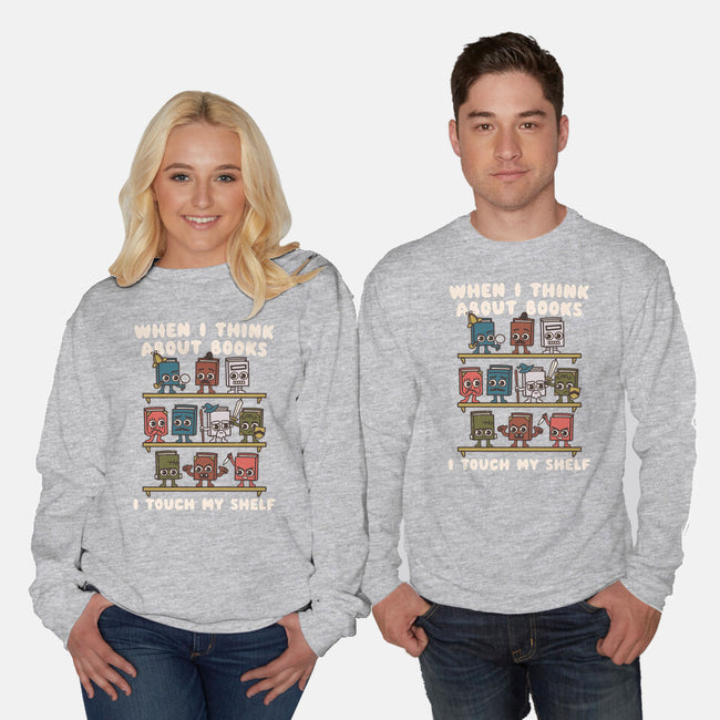 Think About Books-Unisex-Crew Neck-Sweatshirt-Weird & Punderful