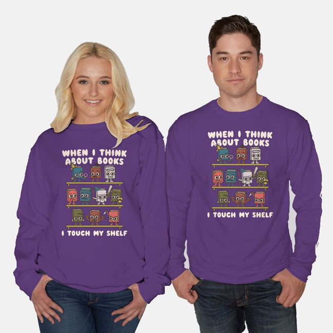 Think About Books-Unisex-Crew Neck-Sweatshirt-Weird & Punderful