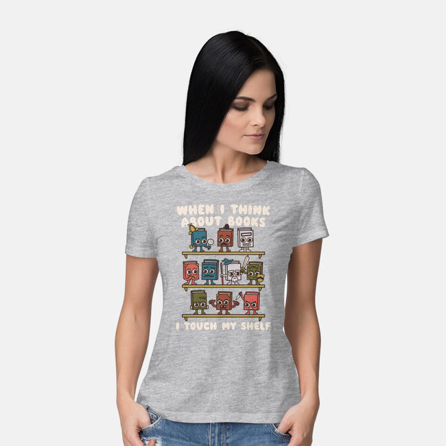 Think About Books-Womens-Basic-Tee-Weird & Punderful