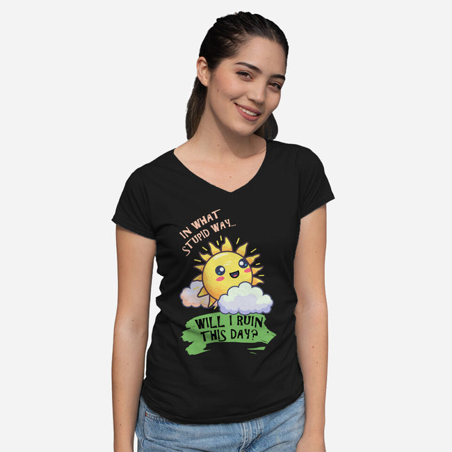 In What Stupid Way-Womens-V-Neck-Tee-BridgeWalker