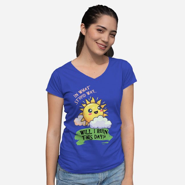 In What Stupid Way-Womens-V-Neck-Tee-BridgeWalker