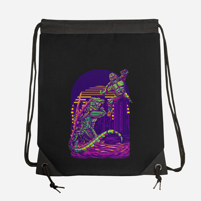 RoboZilla Vs RoboKong-None-Drawstring-Bag-alanside
