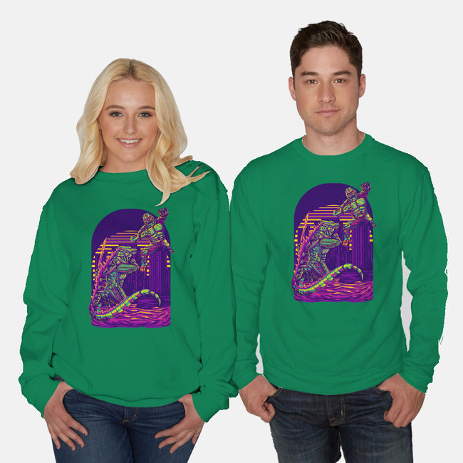 RoboZilla Vs RoboKong-Unisex-Crew Neck-Sweatshirt-alanside