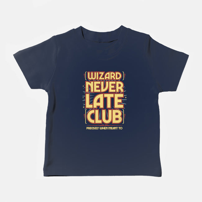 Wizard Never Late Club-Baby-Basic-Tee-rocketman_art