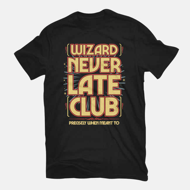 Wizard Never Late Club-Womens-Basic-Tee-rocketman_art