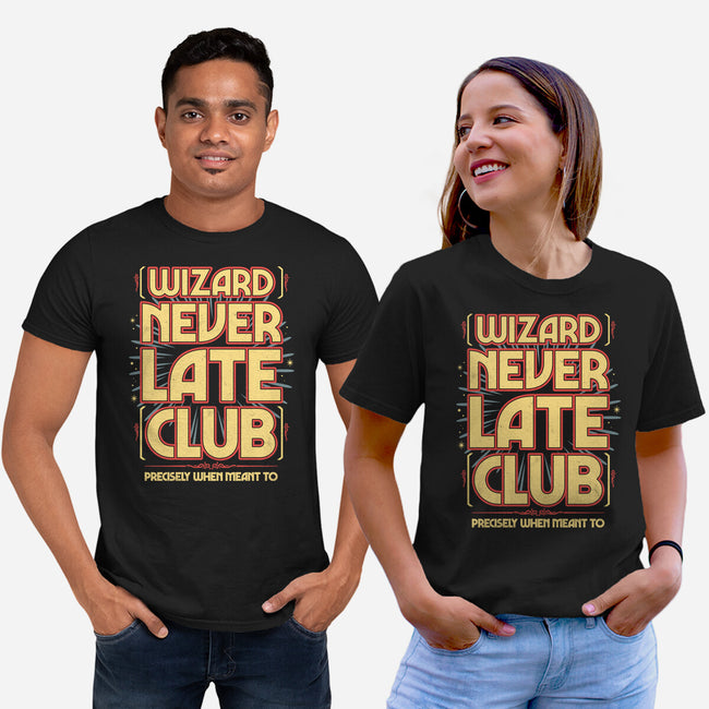 Wizard Never Late Club-Unisex-Basic-Tee-rocketman_art