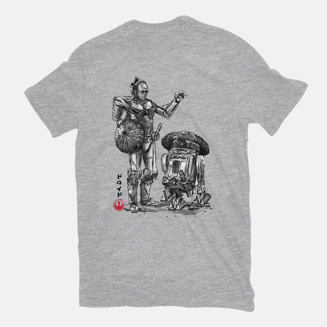 Samurai Droids Sumi-e-Unisex-Basic-Tee-DrMonekers