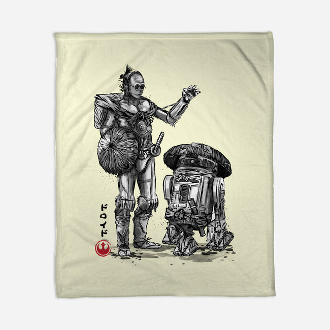 Samurai Droids Sumi-e-None-Fleece-Blanket-DrMonekers