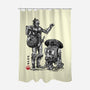 Samurai Droids Sumi-e-None-Polyester-Shower Curtain-DrMonekers