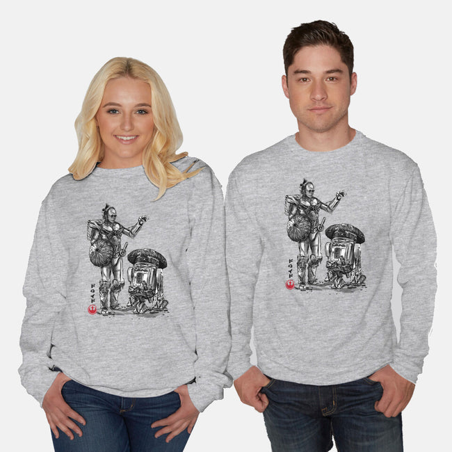 Samurai Droids Sumi-e-Unisex-Crew Neck-Sweatshirt-DrMonekers