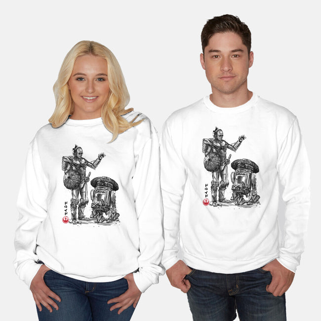 Samurai Droids Sumi-e-Unisex-Crew Neck-Sweatshirt-DrMonekers