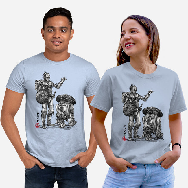 Samurai Droids Sumi-e-Unisex-Basic-Tee-DrMonekers