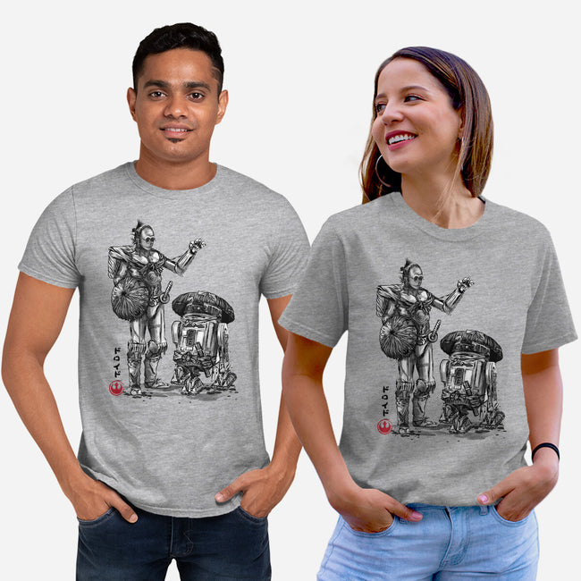 Samurai Droids Sumi-e-Unisex-Basic-Tee-DrMonekers