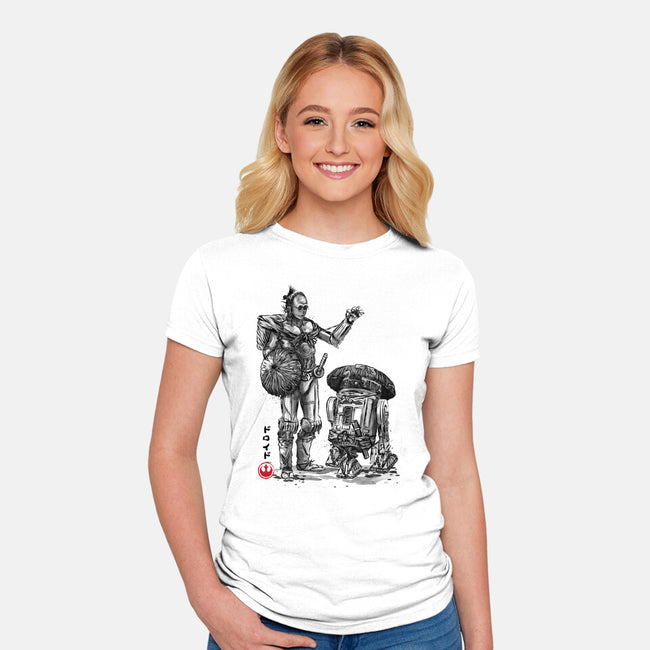 Samurai Droids Sumi-e-Womens-Fitted-Tee-DrMonekers