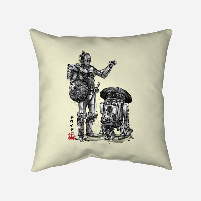Samurai Droids Sumi-e-None-Removable Cover w Insert-Throw Pillow-DrMonekers