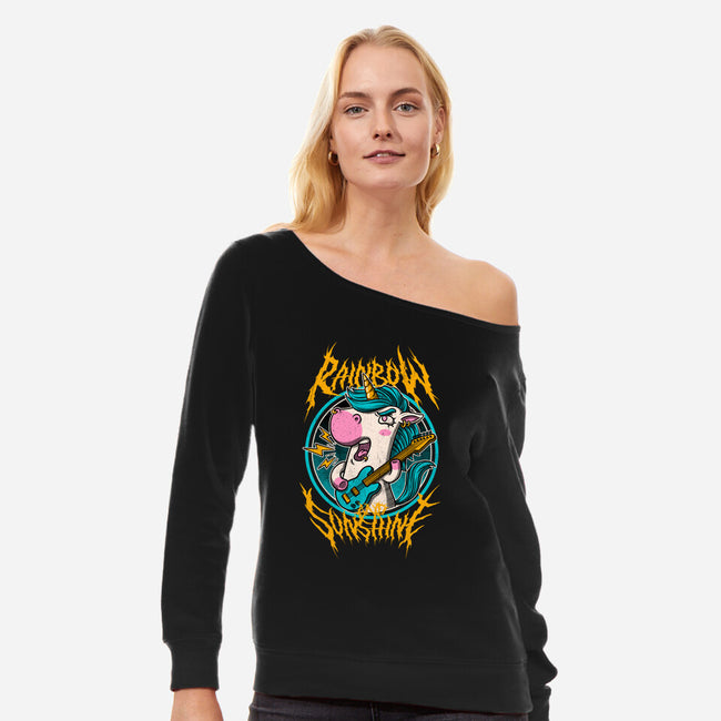 Rainbow And Sunshine-Womens-Off Shoulder-Sweatshirt-Studio Mootant