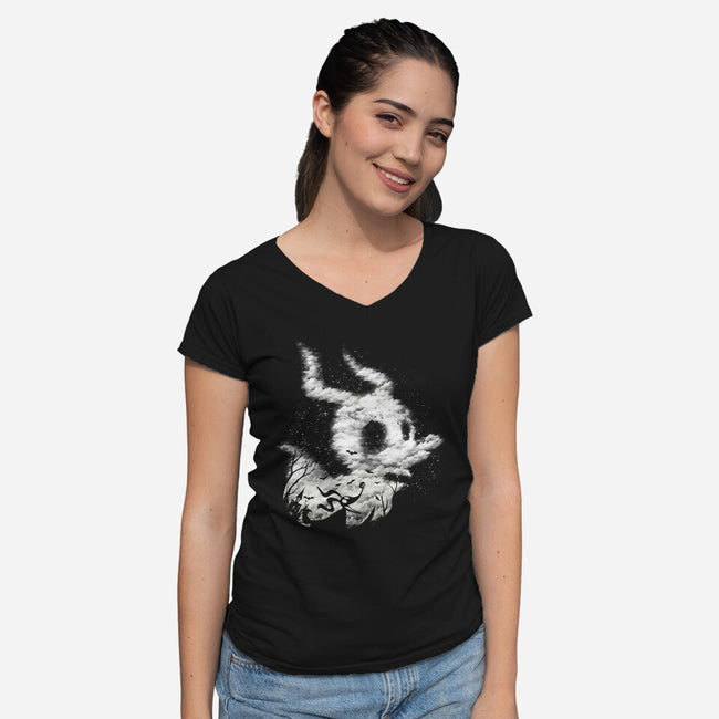 Zero Ghost Landscape-Womens-V-Neck-Tee-dandingeroz
