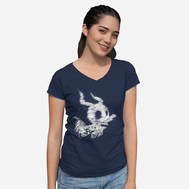 Zero Ghost Landscape-Womens-V-Neck-Tee-dandingeroz