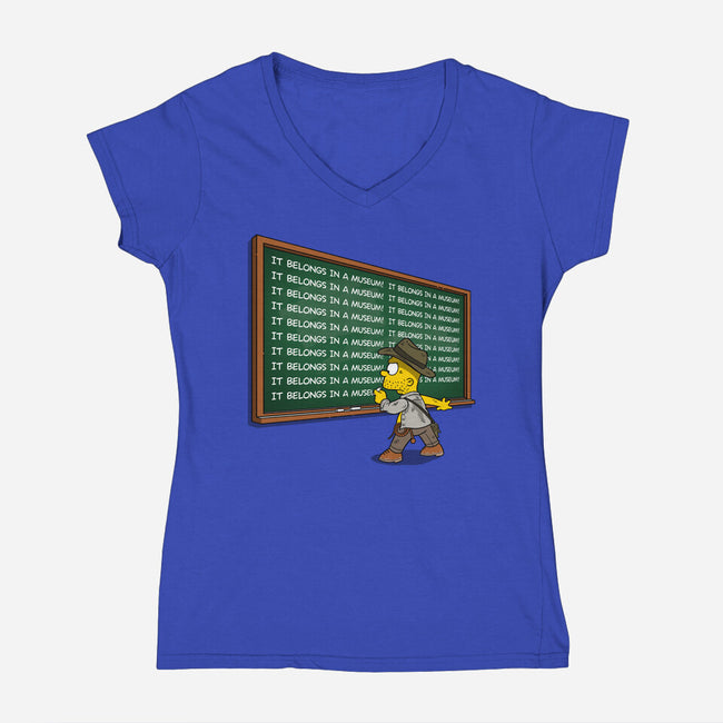 Jones Detention-Womens-V-Neck-Tee-Getsousa!