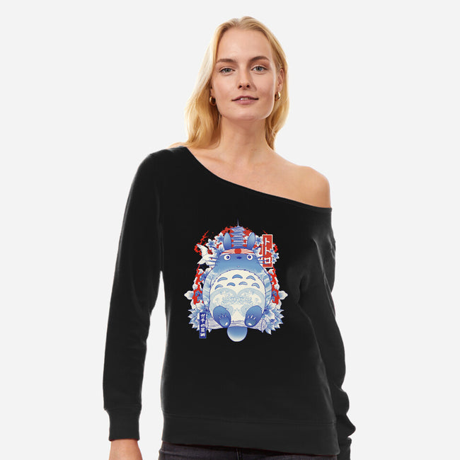 Totoro Porcelain-Womens-Off Shoulder-Sweatshirt-gaci