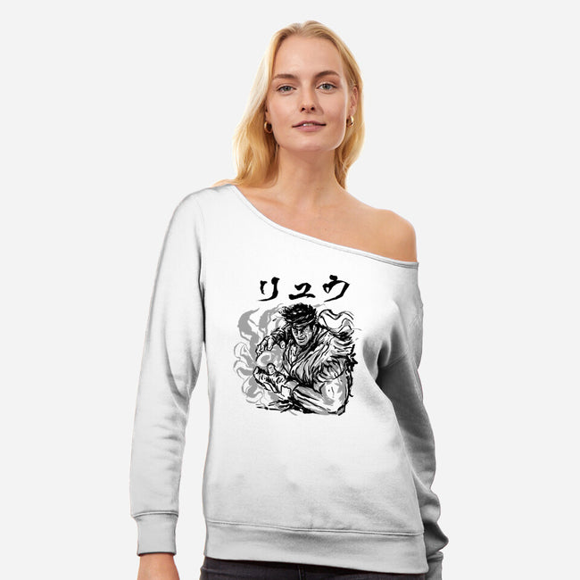 Ansatsuken Warrior-Womens-Off Shoulder-Sweatshirt-demonigote