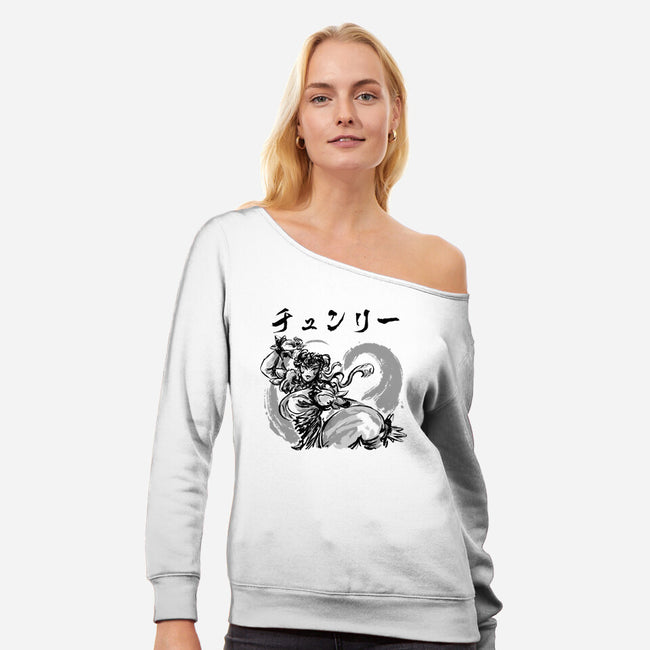 Street Fighter Sumi-e-Womens-Off Shoulder-Sweatshirt-demonigote