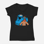 Monstrous Surprise-Womens-V-Neck-Tee-Raffiti