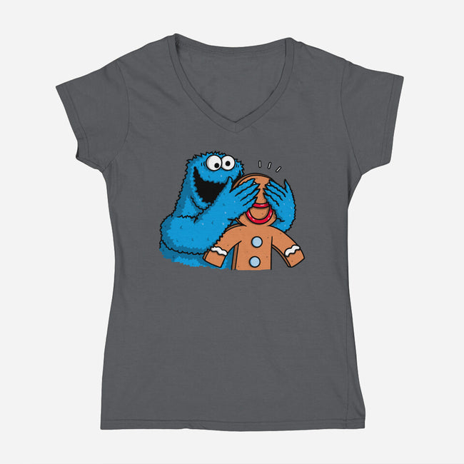 Monstrous Surprise-Womens-V-Neck-Tee-Raffiti