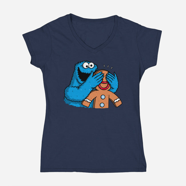 Monstrous Surprise-Womens-V-Neck-Tee-Raffiti