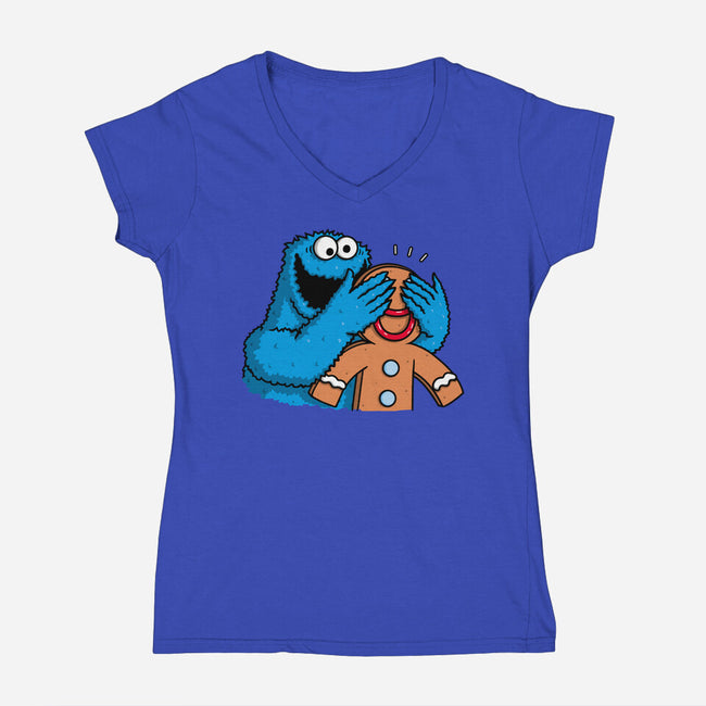 Monstrous Surprise-Womens-V-Neck-Tee-Raffiti