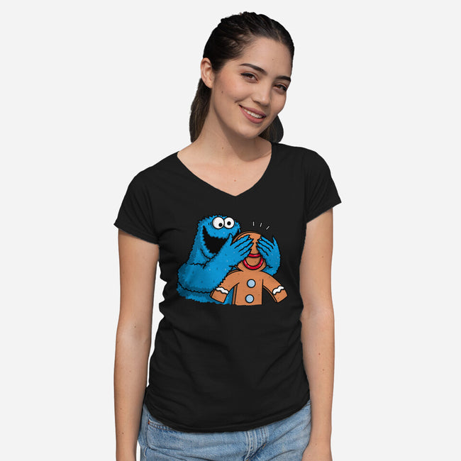 Monstrous Surprise-Womens-V-Neck-Tee-Raffiti