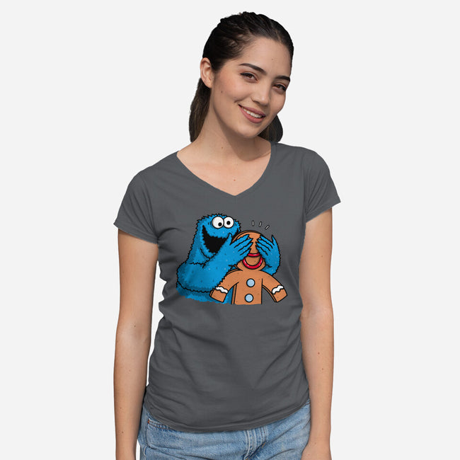 Monstrous Surprise-Womens-V-Neck-Tee-Raffiti