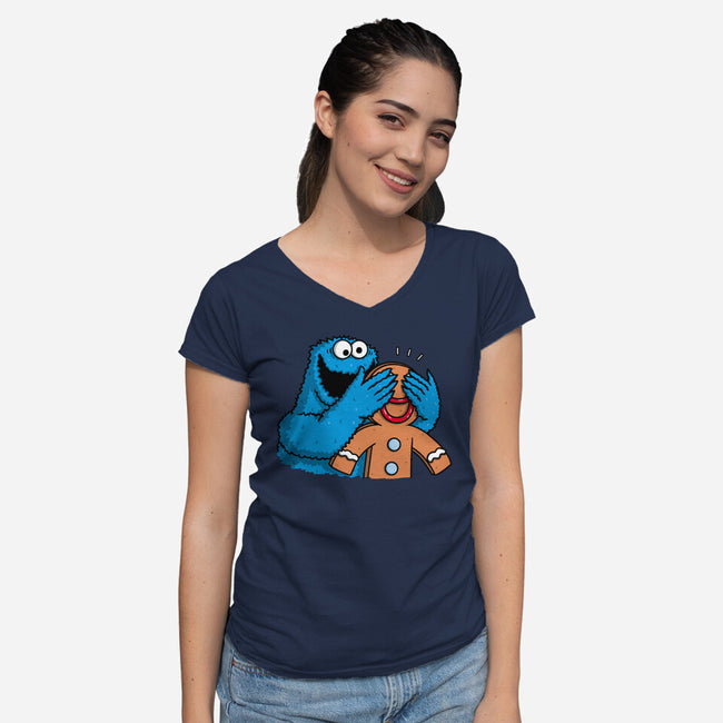 Monstrous Surprise-Womens-V-Neck-Tee-Raffiti