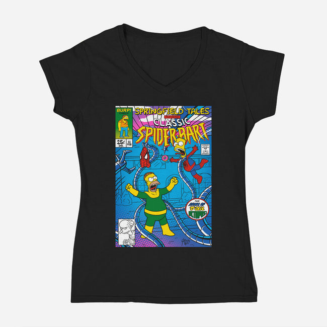 Spider-Bart Vs D'ohc Ock-Womens-V-Neck-Tee-Getsousa!