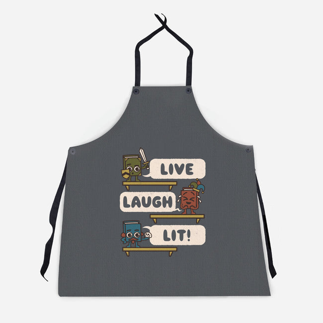 Live Laugh Lit-Unisex-Kitchen-Apron-Weird & Punderful
