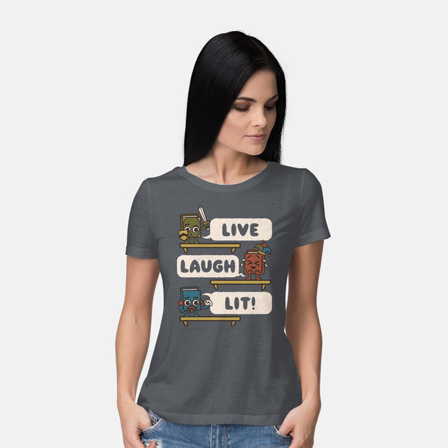 Live Laugh Lit-Womens-Basic-Tee-Weird & Punderful