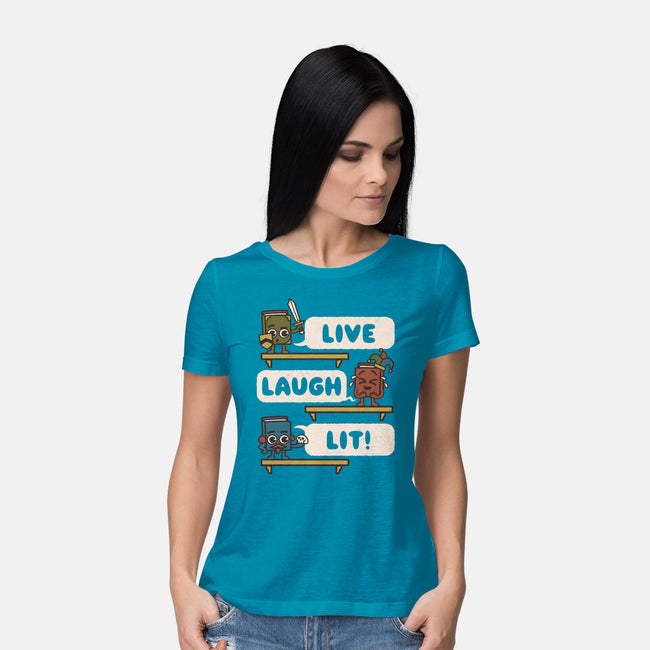 Live Laugh Lit-Womens-Basic-Tee-Weird & Punderful