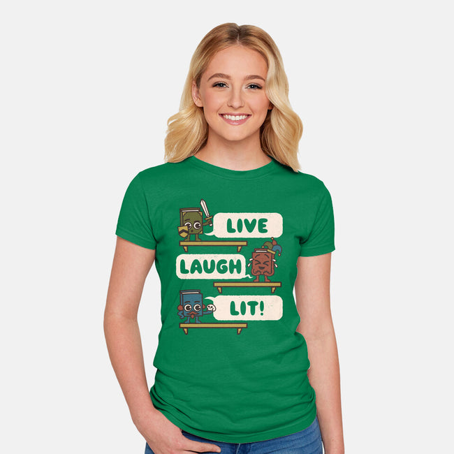 Live Laugh Lit-Womens-Fitted-Tee-Weird & Punderful