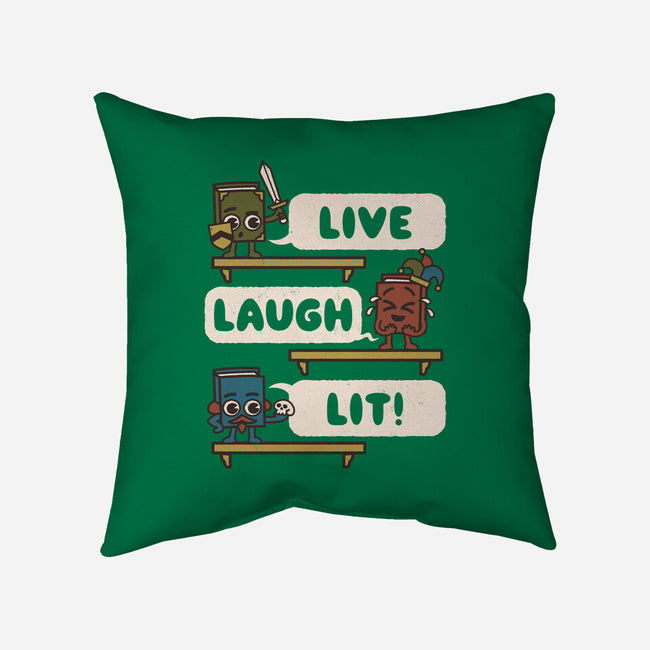 Live Laugh Lit-None-Removable Cover w Insert-Throw Pillow-Weird & Punderful