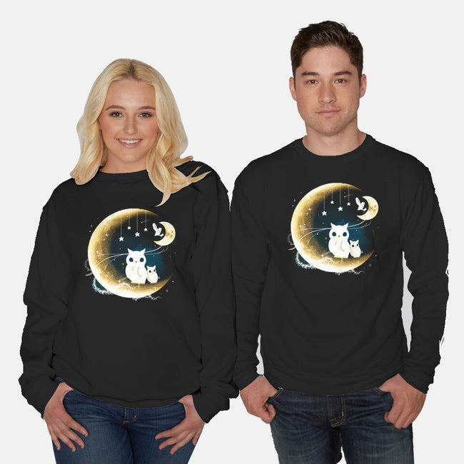 Owl Night Long-Unisex-Crew Neck-Sweatshirt-Vallina84