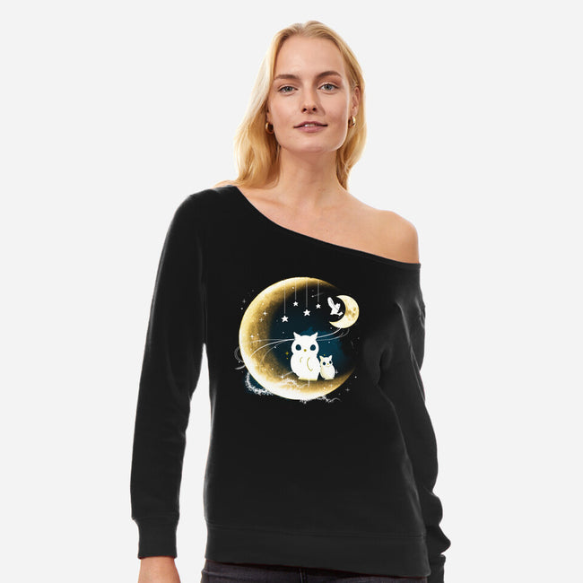 Owl Night Long-Womens-Off Shoulder-Sweatshirt-Vallina84