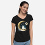 Owl Night Long-Womens-V-Neck-Tee-Vallina84