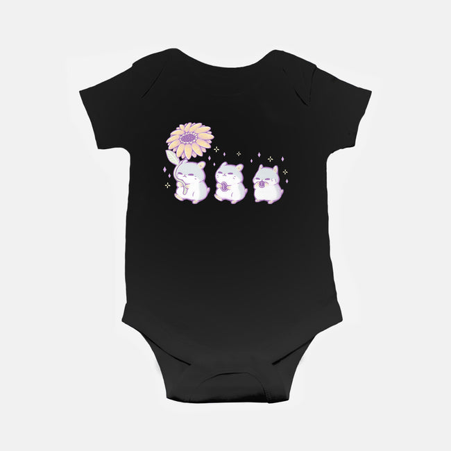 Cute Hamsters With Sunflower-Baby-Basic-Onesie-xMorfina