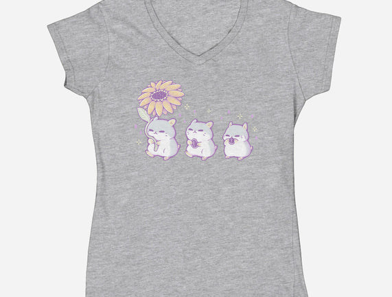 Cute Hamsters With Sunflower