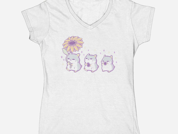 Cute Hamsters With Sunflower